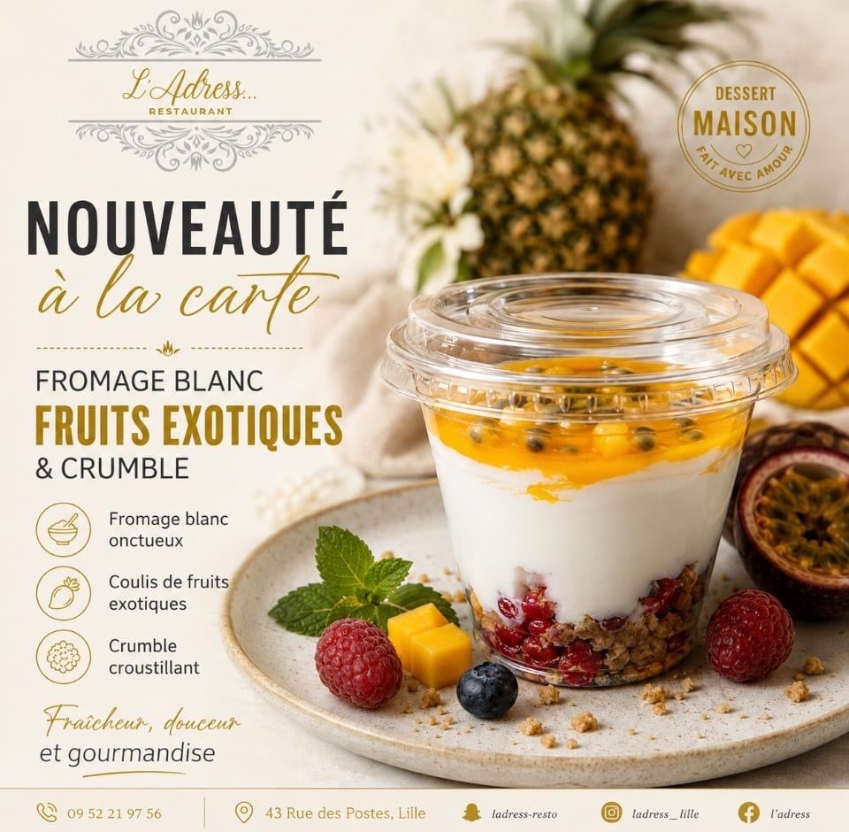 Fromage Blanc Fruits Exotiques & Crumble
