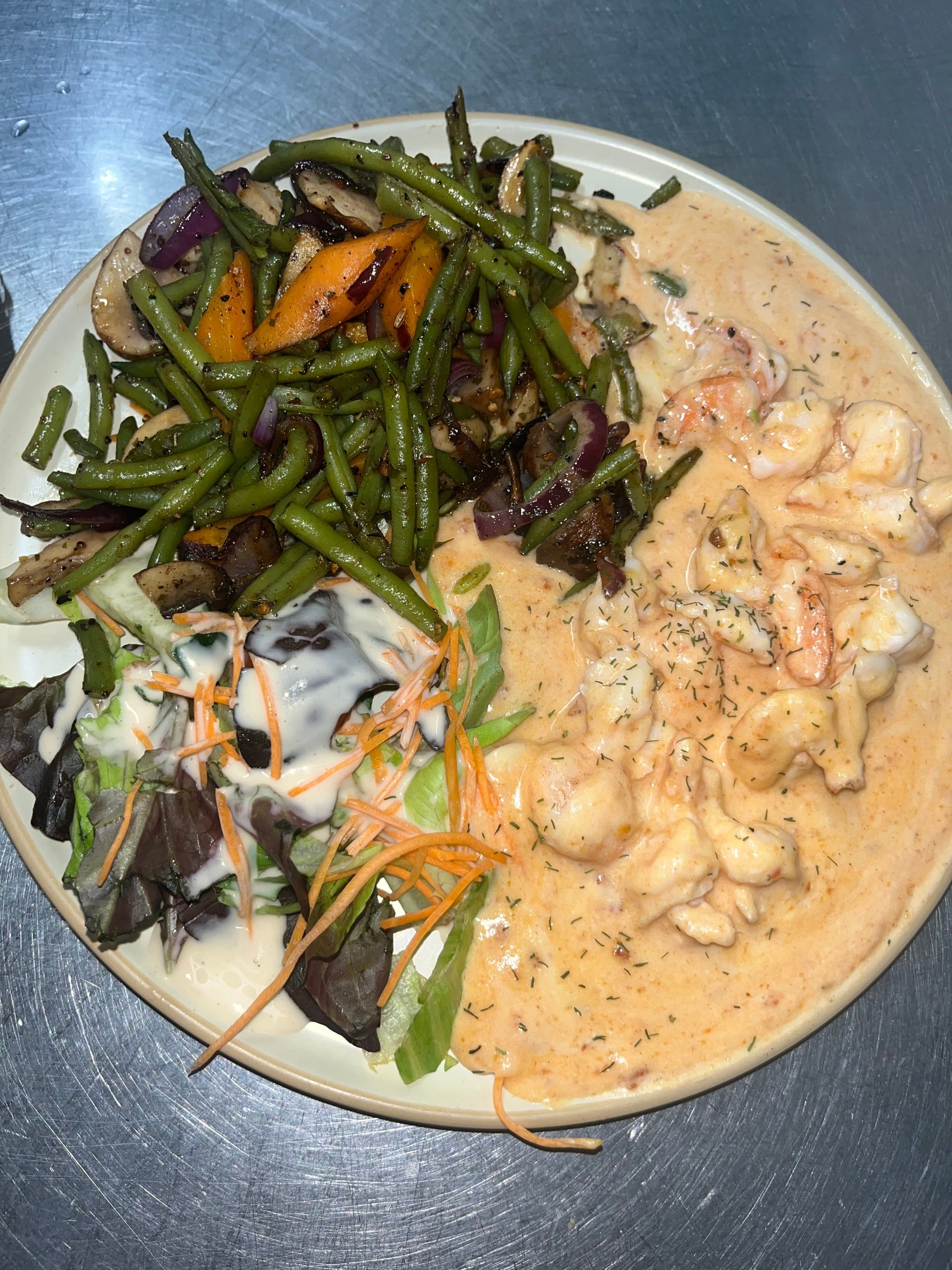 Scampi aux légumes wok